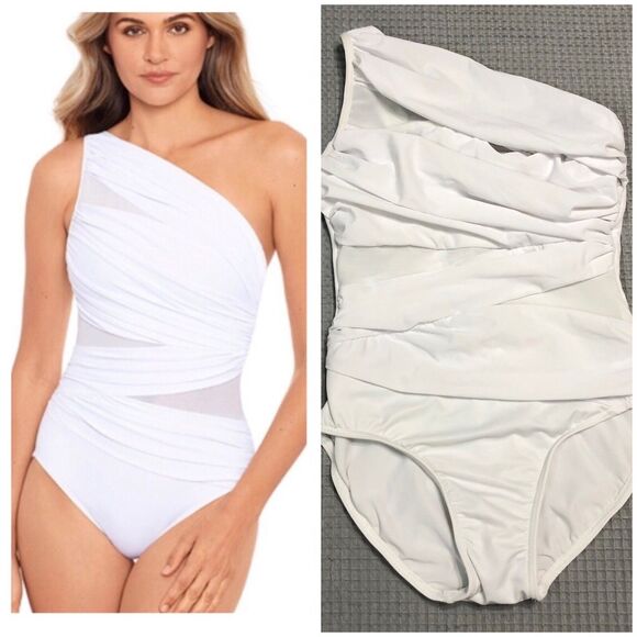 Miraclesuit One Piece Swimsuit Women 6 Jena One Shoulder Tummy Control Slimming - Picture 1 of 16